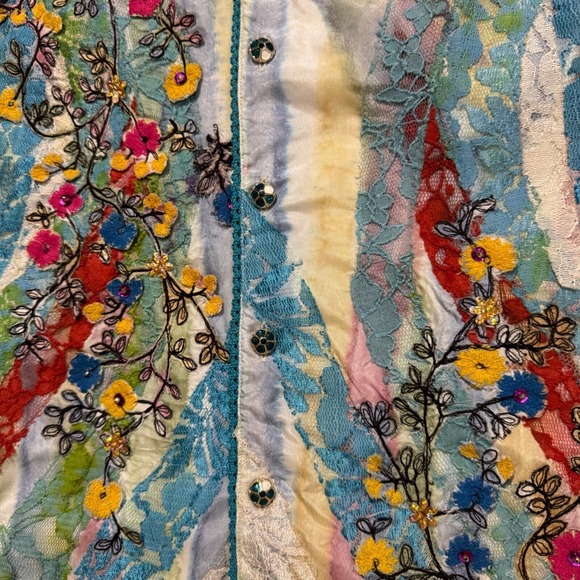 Sandy Starkman‎ Womens Shirt Medium VTG Embroidered Embellished Button Down - Picture 7 of 8